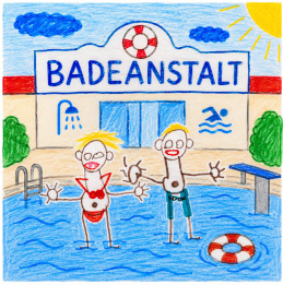 Zeichnung der alten Badeanstalt in Lunow